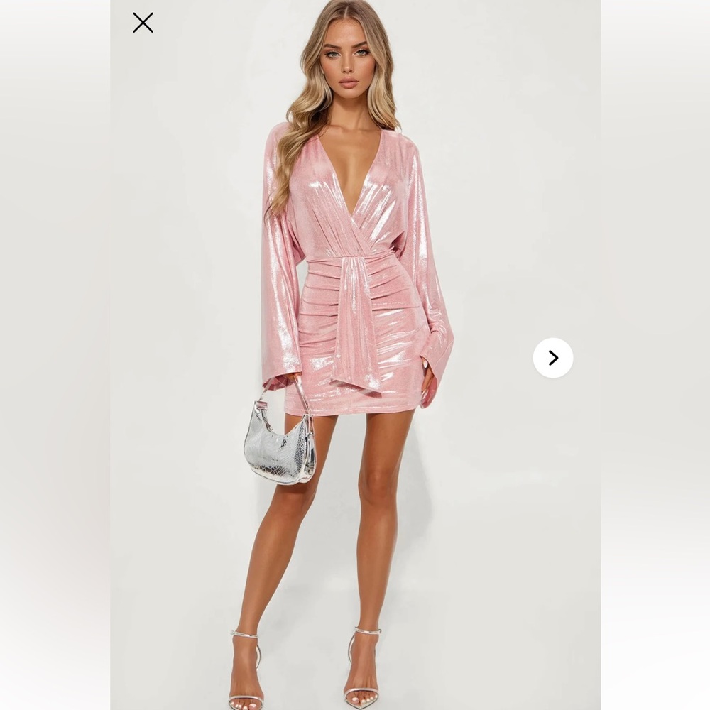 Metallic Pink Mini Dress - Picture 4 of 6